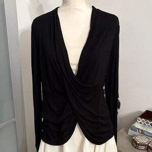 BCBGMaxAzria Black Drape Front Blouse